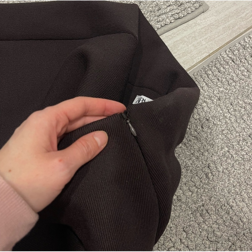 Zara Chocolate Brown Layered Waist Chiffon Maxi Skirt Minimalist Flowy Medium - Picture 4 of 7